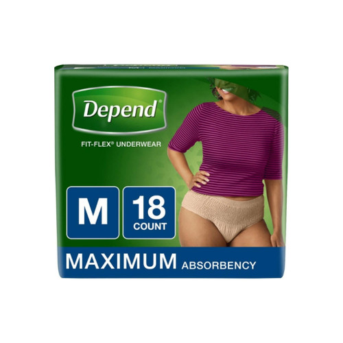 Depend Women'S Fit-Flex Incontinence Underwear, Medium, 18 Ea