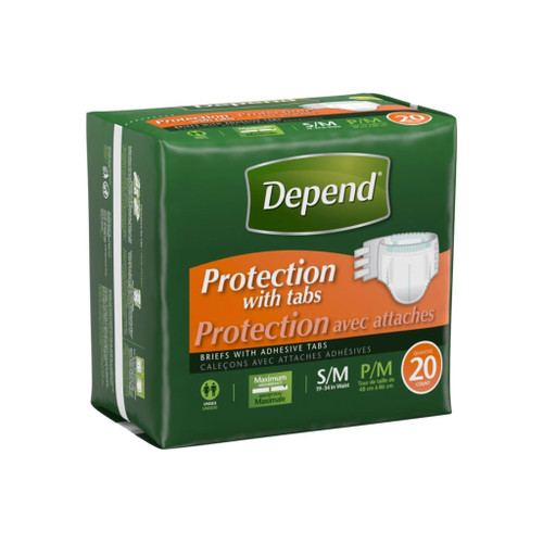 Depend Protection With Tabs Incontinence Underwear, Maximum Absorbency, Small/Medium 20 Ea