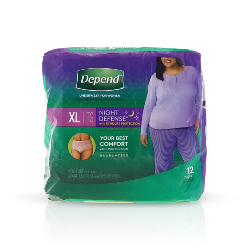 Depend Night Defense Incontinence Overnight Underwear For Women, Xl - 12 Ea