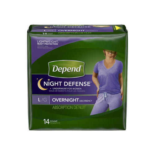 Depend Night Defense Incontinence Overnight Underwear For Women, L - 14 Ea