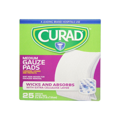 Curad Medium Gauze Pads 3" X 3", 25 Ea