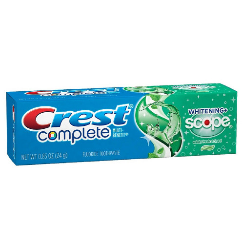 Crest Complete Multi-Benefit Fluoride Toothpaste, Whitening + Scope, Minty Fresh 0.85 Oz