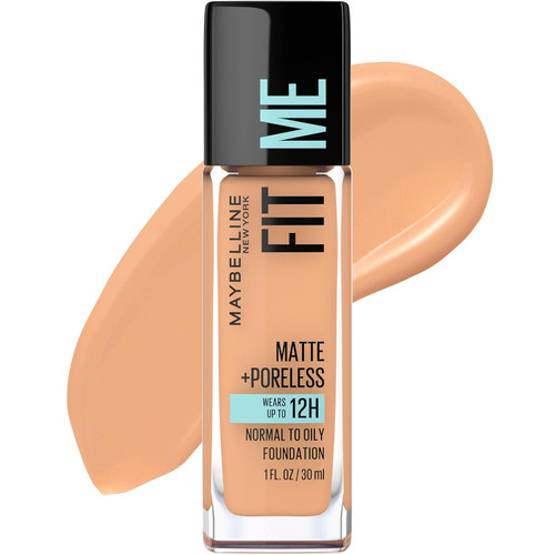 Maybelline Fit Me Matte + Poreless Liquid Foundation Makeup, Natural Tan - 1 fl oz