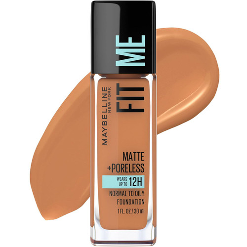 Maybelline Fit Me Matte + Poreless Liquid Foundation Makeup, Classic Tan - 1 fl oz