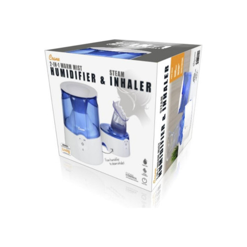 Crane 2 In 1 Inhaler & Warm Mist Humidifier, Blue And White 1 Ea