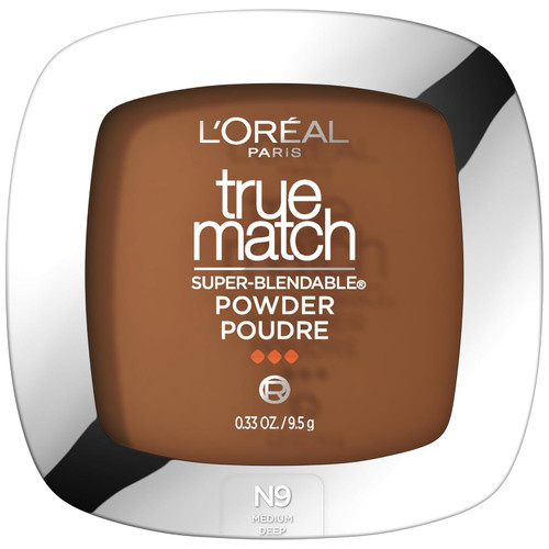 L'ORÉAL PARIS True Match Super-Blendable Oil Free Makeup Powder, N9 Medium Deep - 0.34 oz