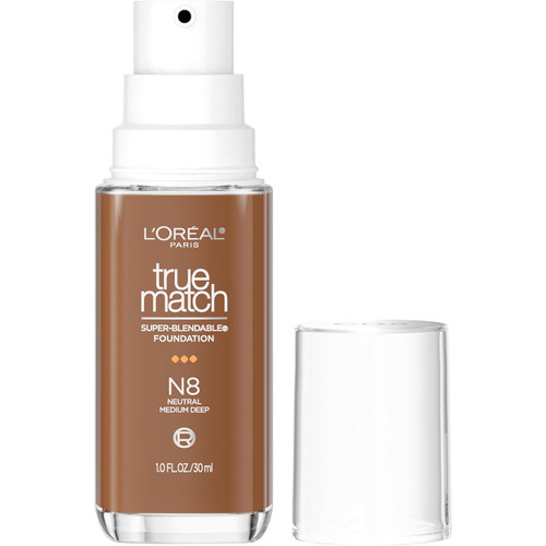 L'Oreal Paris True Match Super-Blendable Foundation, medium coverage, N8, Medium Deep - 1 fl oz