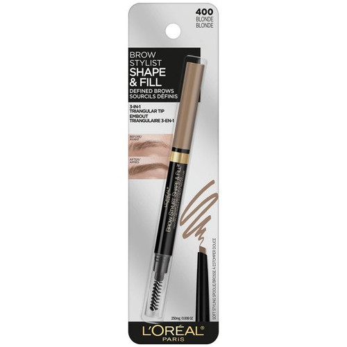 L'OREAL PARIS Brow Stylist Shape & Fill Mechanical Eye Brow Makeup Pencil, 400 Blonde - 0.008 oz