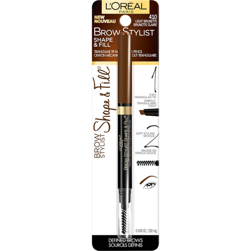L'OREAL PARIS Brow Stylist Shape & Fill Mechanical Eye Brow Makeup Pencil, 410 Light Brunette - 0.008 oz