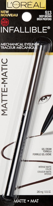 L'ORÉAL PARIS Infallible Matte-Matic Mechanical Eyeliner, 513 Deep Brown - 0.01 oz