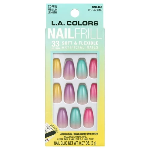 L.A. COLORS Frill Nail Tips, Oh Darling - 33 Ea