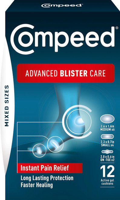 Compeed Advanced Blister Care Hydrocolloid Bandages, 12 Ct Mixed Sizes