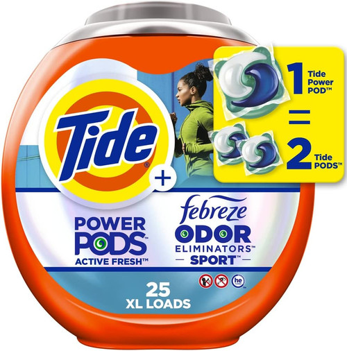 Tide Power Pods Laundry Detergent Pacs With Febreze Sport, 25 Count, 40 Oz