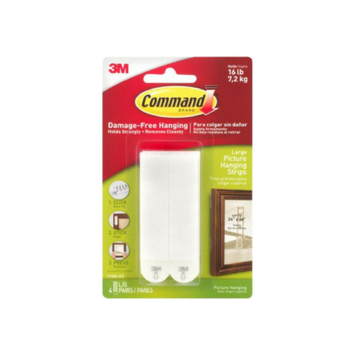 Command Large Picture Hanging Strips, White 4 Ea