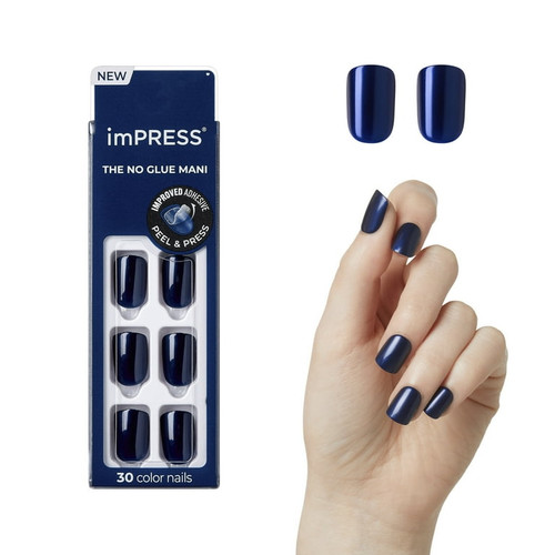 KISS imPRESS Color Press-On Fake Nails Never Too Navy - 1 Ct