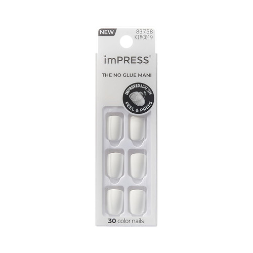 KISS imPRESS Color Press-On Fake Nails, Squoval Shaped Frosting - 1 Ct