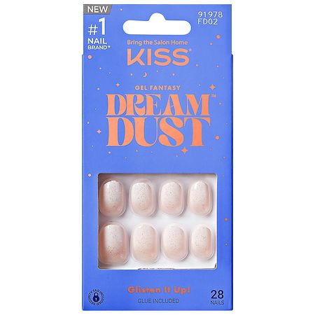 KISS Gel Fantasy Dreamdust Fake Nails Silver Spoon - 1 Ct
