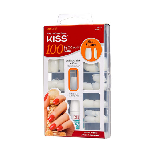 KISS 100 Full-Cover Nails Short Square - 1 Ct