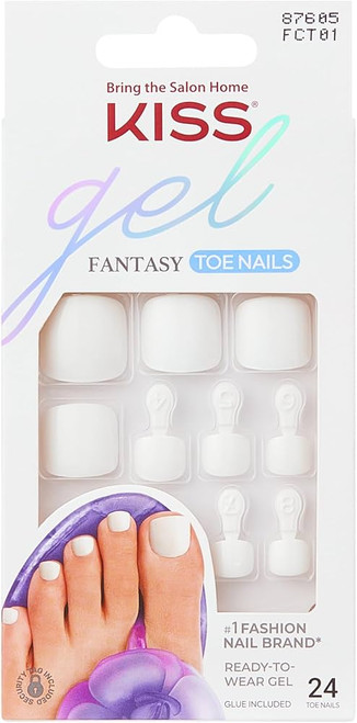 KISS Gel Fantasy Ready To Wear Fake Toenails This is Classic - 24 Ct