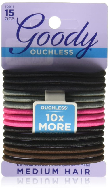 Goody Ouchless Braided Elastics, Cherry Blossom - 15 Ct