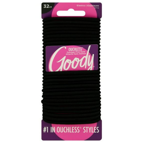Goody Ouchless 4 mm Black Women's Braided Elastics for Medium Hair - 32 Ct