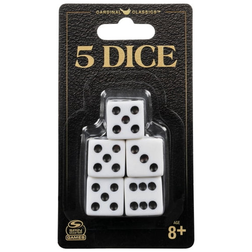 Spin Master White Replacement Dice for Board Games and Card Games - 5 pack