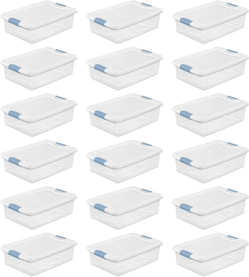 Sterilite Latching Box, Clear Plastic Under Bed Storage Bins - 32 Quart