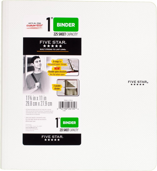 Five Star 1 Plastic Binder, 225 Sheet Capacity - 1 Ct
