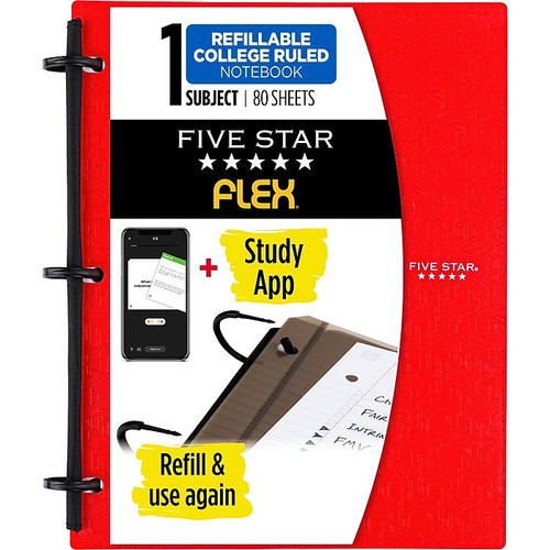 Five Star Flex 1 Subject College Ruled Hybrid Notebook Binder, 80 sheets, Assorted Colors - 1 Ct