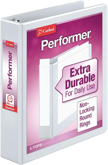 Cardinal Binder Performer with ClearVue Covers 1.5 White - 1 Ct