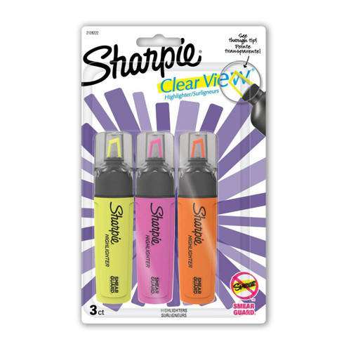 Sharpie Clear View Highlighters Chisel Tip - Multicolored - 3 count