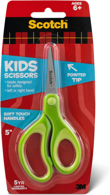 3M Scotch Kids Pointed Tip Scissors with Soft Touch, 5 Inches
