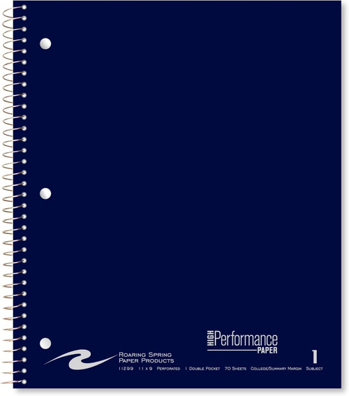 Roaring Spring 11x9 Law Ruled Spiral Notebook, 3 Summary Margin, 20# Paper, Assorted Colors