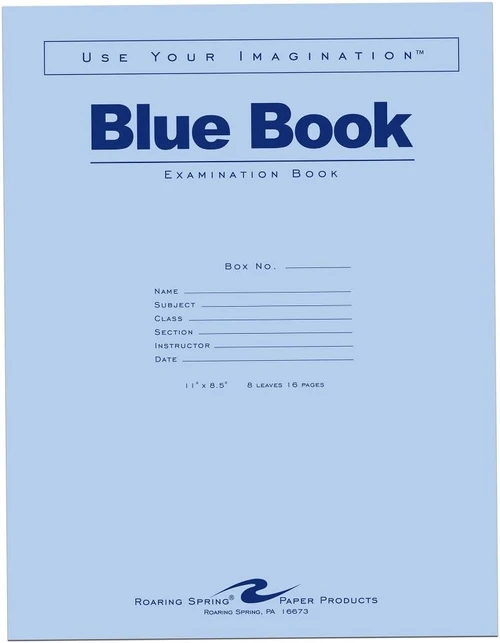 Roaring Spring Blue Exam Book 11" x 8.5" - 8 Sheets/16 Pages