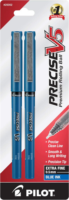 Pilot Precise V5 Premium Rolling Ball Pens Blue - 2 pack