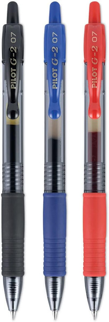 Pilot G2 Premium Refillable & Retractable Gel Pens, Fine Point (0.7mm), Assorted Colors - 3 Count