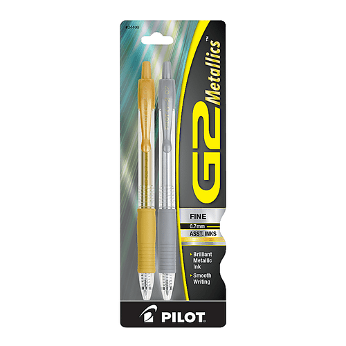 Pilot G2 Metallics Premium Refillable & Retractable Gel Pens, Fine Point (0.7mm), Assorted - 2 Count