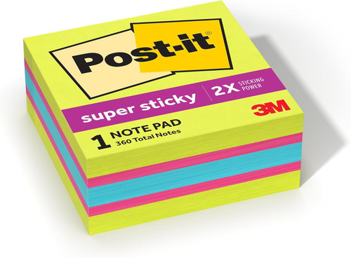 Post-it Notes Cube 3 in x 3 in - Bright Colors - 360 Ct