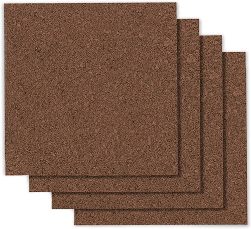 Quartet Cork Tiles, Bulletin Board Cork Panels 12" x 12" x 3/8", Dark Brown - 4 Pack