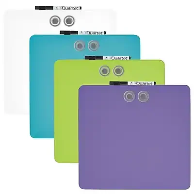 Quartet Tin Square Magnetic Whiteboards, 11.5-Inch x 11.5-Inch, Assorted Colors - 6 Ct