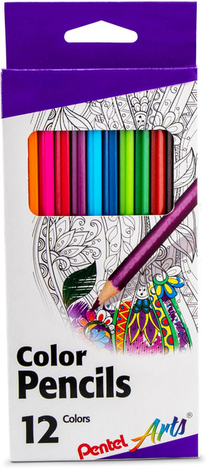Pentel Arts Colored Pencils, Assorted Colors - Set of 12