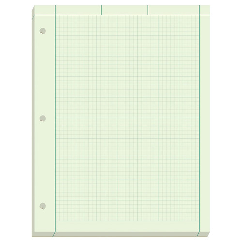 Ampad Engineer Pad, 5 Squares per Inch, 8.5" x 11" Pad Green - 200 Sheet