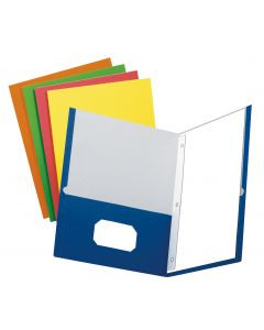 School Grade Two Pocket Portfolio, Fasteners, Assorted Colors - 100 Pack