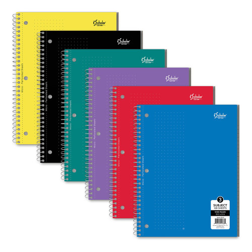 iScholar 3 Subject Wide Ruled Notebook Assorted Colors - 1 Ea