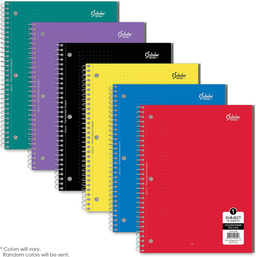 iScholar 1 Subject College Ruled Wirebound Notebook Assorted Colors, 10.5 x 8 - 70 Sheets