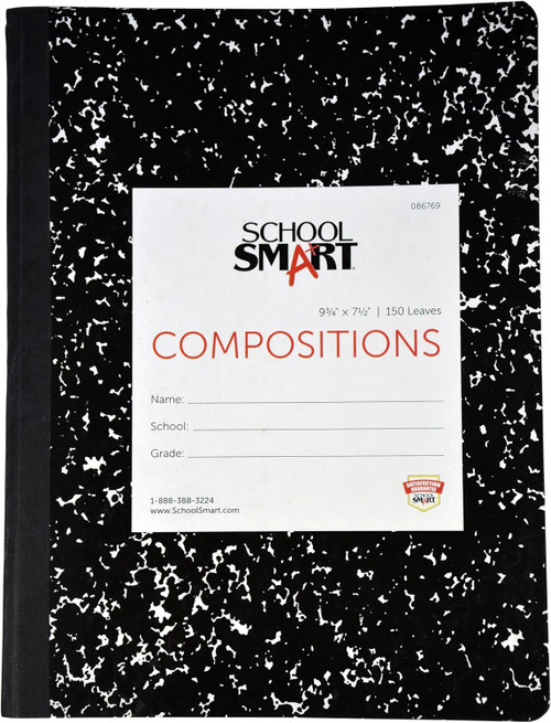 iScholar Black and White Marble Composition Book Wide Ruled - 150 Sheets