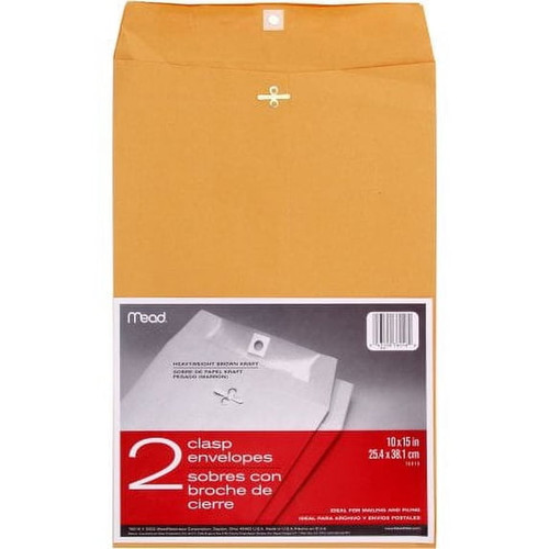 Mead 10x15 Clasp Envelopes - 2 ct