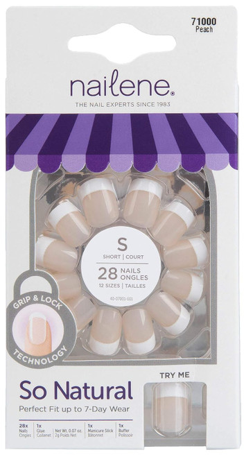 Nailene So Natural Short Artificial Nails French Peach - 28 Nails