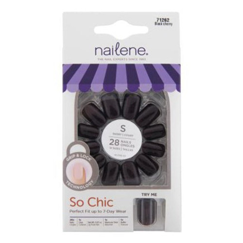 Nailene So Chic Short Nails Black Cherry False Nails - 28 Nails