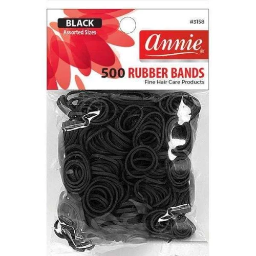 Annie #3158 Rubber Bands Asst Size Black - 500Ct